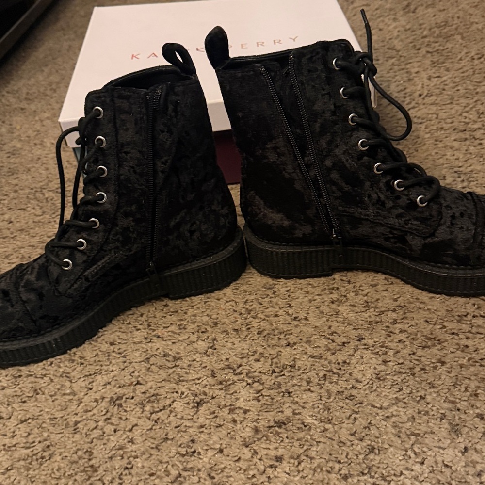 Katy Perry Collections Black Velvet Combat Boots - Picture 4 of 7